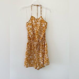 Spring Summer Yellow Floral Romper Size Small